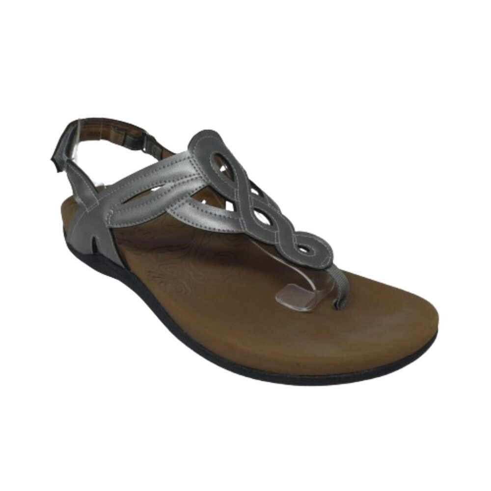Rockport Ramona Pewter Silver T-Strap Thong Sandals Womens 8.5